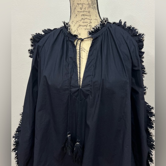 Ulla Johnson Top Size 2 Blouse Scalloped Cold Shoulder 100% Cotton - Picture 5 of 12